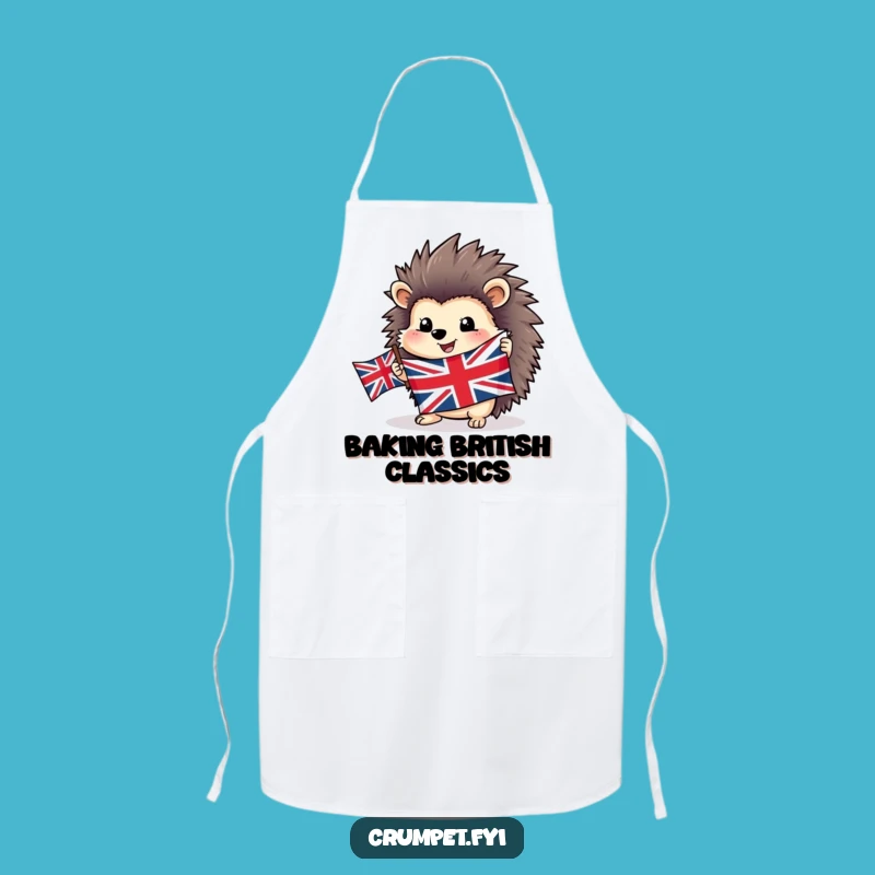 Funny Hedgehog Apron - Patriotic Kitchen Fun with Union Jack Design