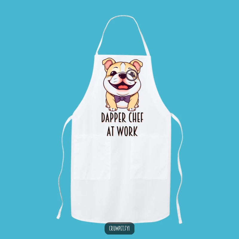 Funny Bulldog Monocle Apron: Cook with Sophistication and Humor in the Kitchen