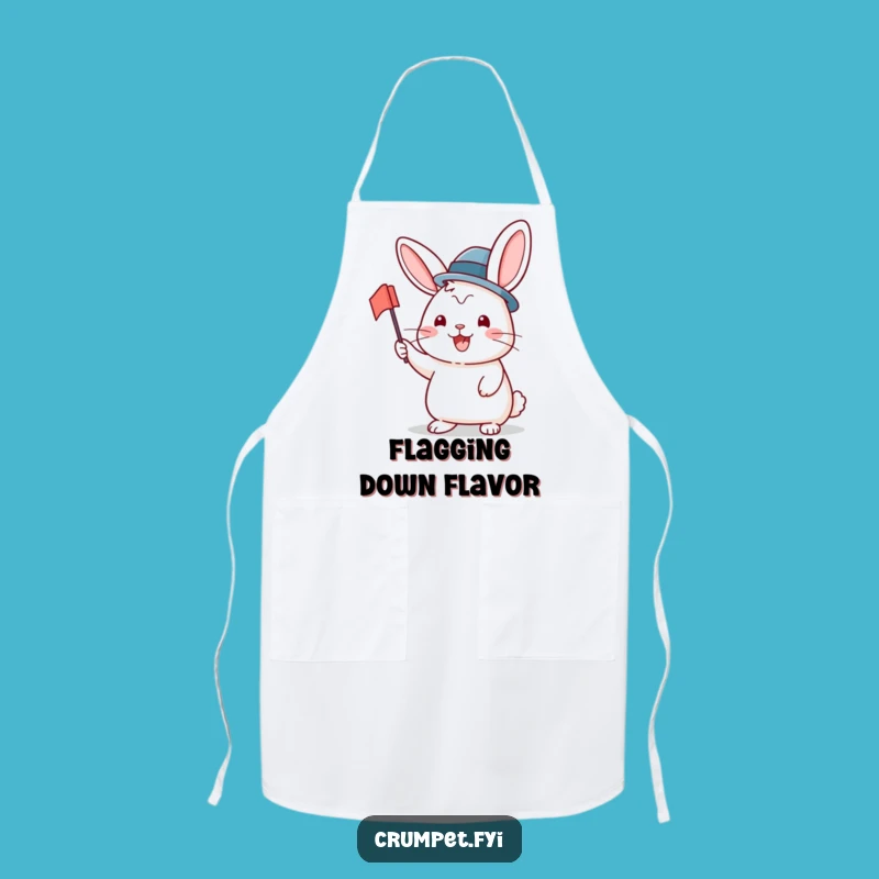 Funny Rabbit Apron: Cook with Cheer - Bowler Hat Waving Flag Kitchen Wear!