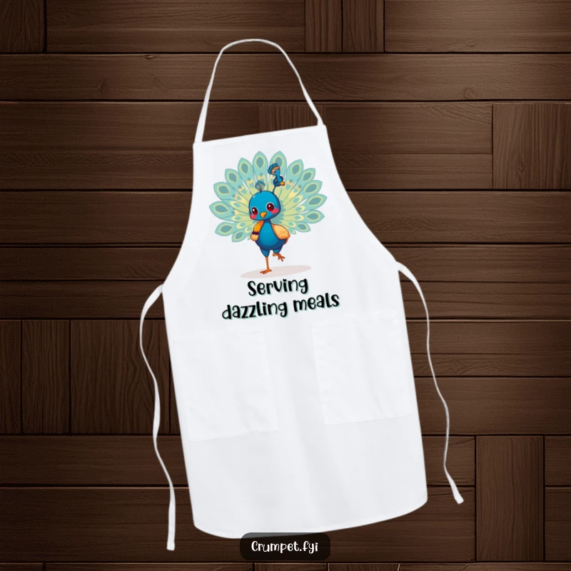 Funny Peacock Apron: A strutting peacock displays its tail feathers, perfect for cooking with pride, a humorous and practical funny gift.