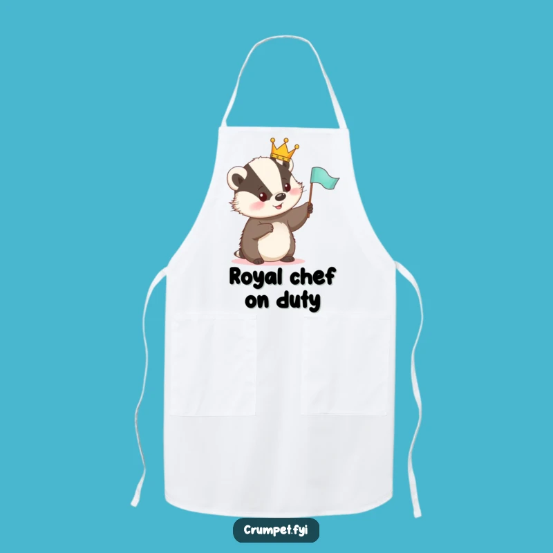 Funny Royal Badger Apron - Cute Crowned Animal Waving Flag for Kitchen Fun, Funny Gift