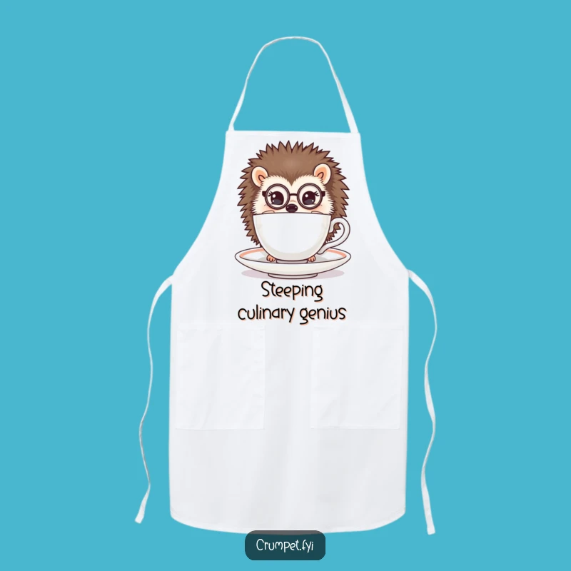 Funny Hedgehog Monocle Apron: Dapper Tea Peek Kitchenware Gift