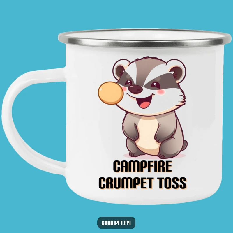 Funny Badger Crumpet Balancing Camping Mug, Adventure Ready Humor
