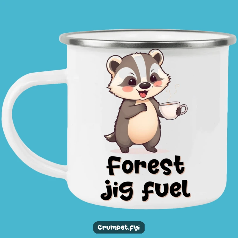 Funny Playful Badger Dance Camping Mug: Whimsical Outdoor Humor, Great Gift for Campers