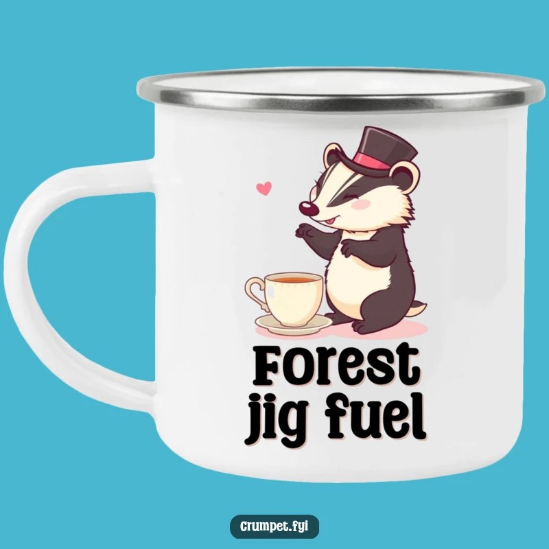 Funny Camping Badger Mug: Tea Time Jig, Outdoor Funny Gift!
