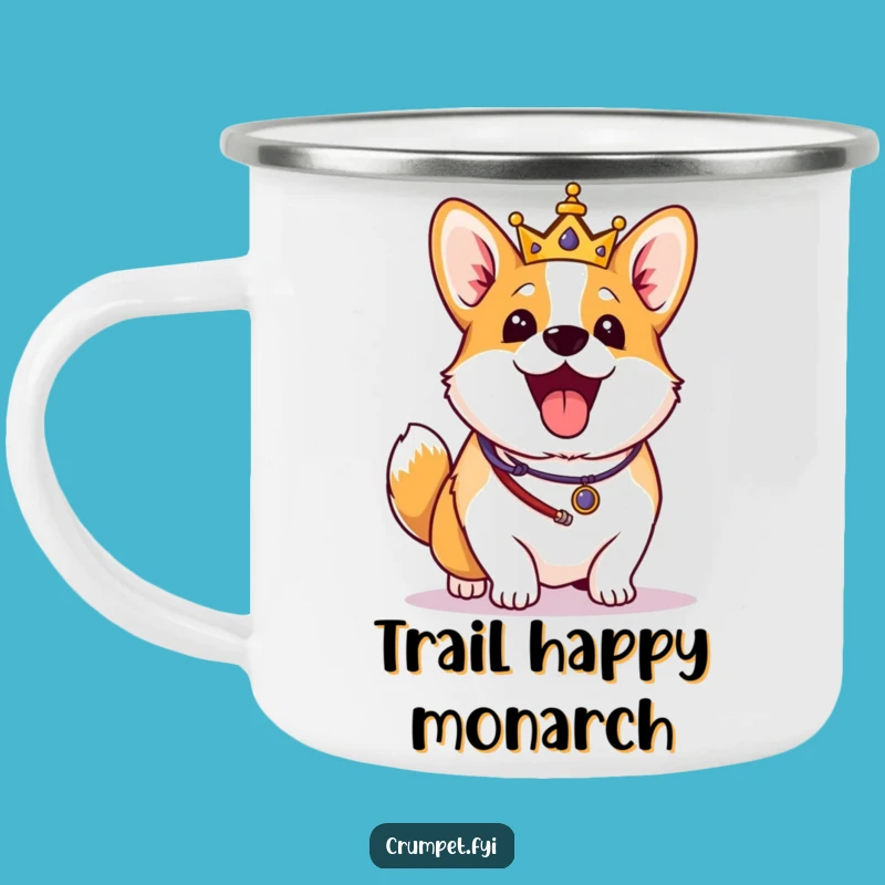 Funny Corgi Camping Mug: Royal Dog Enamel Cup, Hilarious Gift