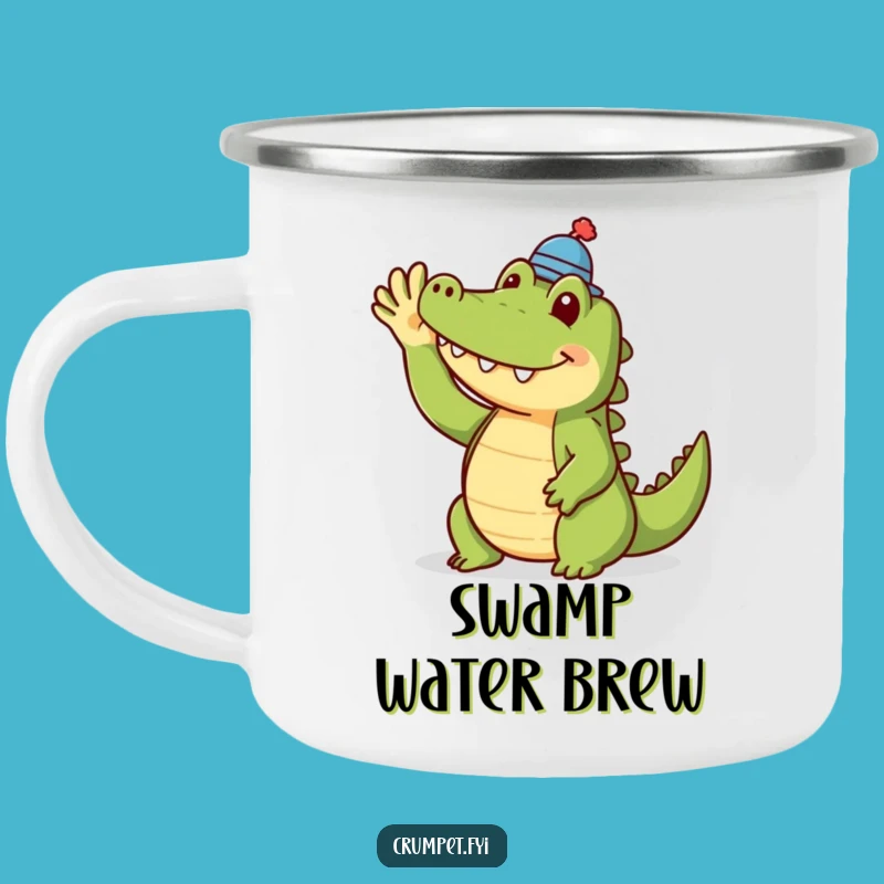 Funny Crocodile Camping Mug: Dapper Drinkware for Adventures, Perfect Gift