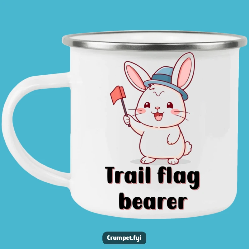 Funny Rabbit Camping Mug: Cheerful Camp Companion - Bowler Hat Flag Waving - Perfect Funny Gift!