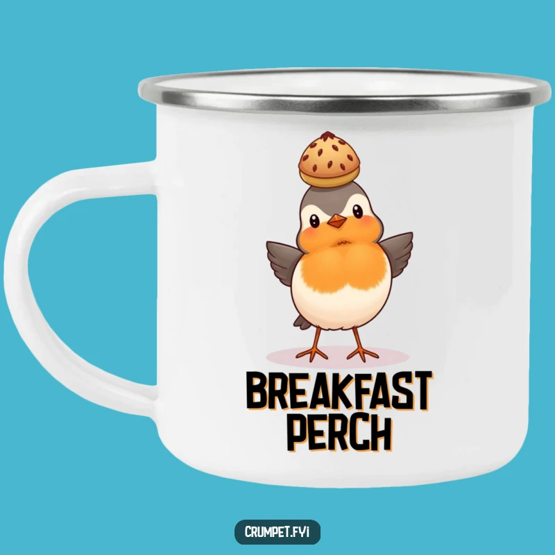 Funny Robin Scone Camping Mug: British Bird Enamel Cup, Charming Funny Gift