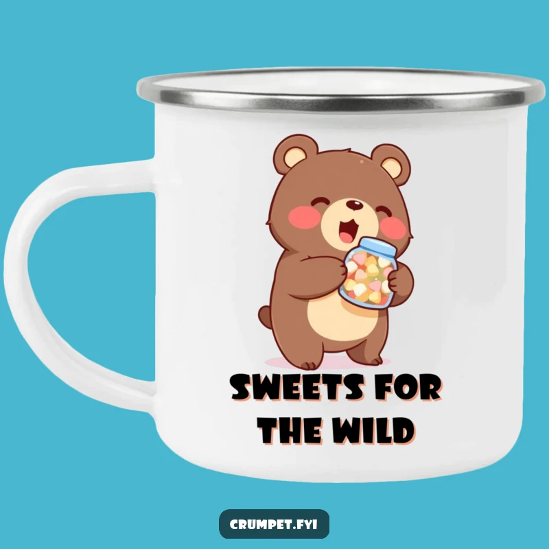 Funny Bear Enamel Mug - Camp Sweets Holder, Enthusiastic Treat Companion, Outdoor Gift