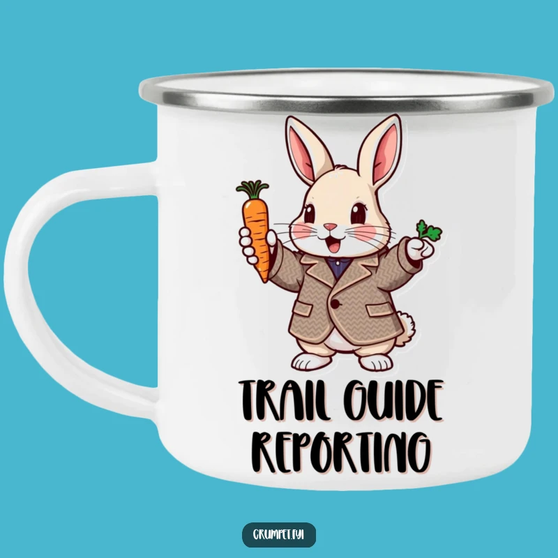 Funny Rabbit Pointing Carrot Camping Mug: Tweed Enthusiasm Outdoor Gift