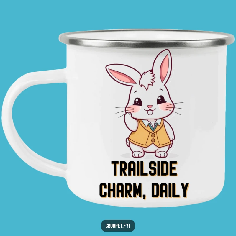 Funny Rabbit Waiter Camping Mug: Playful Outdoor Fun, Cheeky Grin, Camp Funny Gift!
