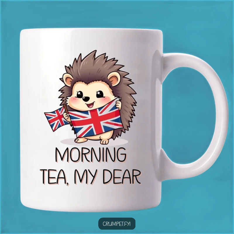 Funny Happy Hedgehog Flag Mug - Patriotic British Brew Gift for Animal Lovers