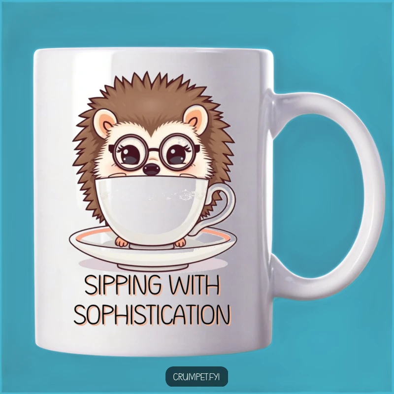 Funny Hedgehog Monocle Mug: Sophisticated Tea Peek Gift for Readers