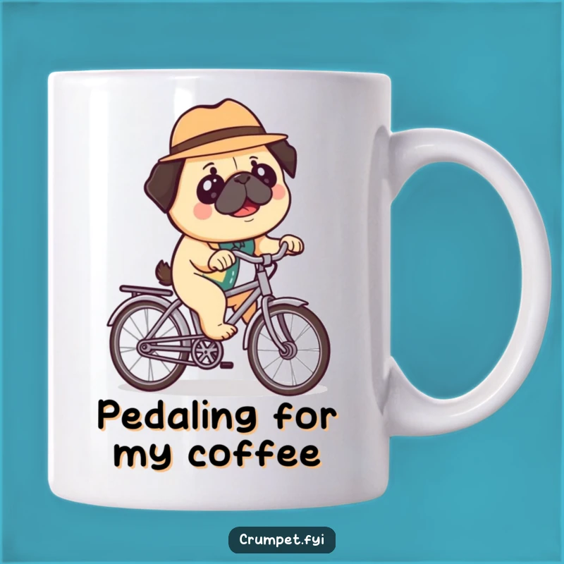 Funny Pug Bicycle Mug - Hilarious Bowler Hat Pug Gift!
