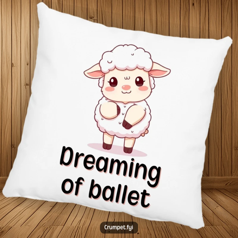 Funny fluffy sheep pillow showing a polite sheep doing a clumsy curtsy, perfect for cozying up with humor, great gift.