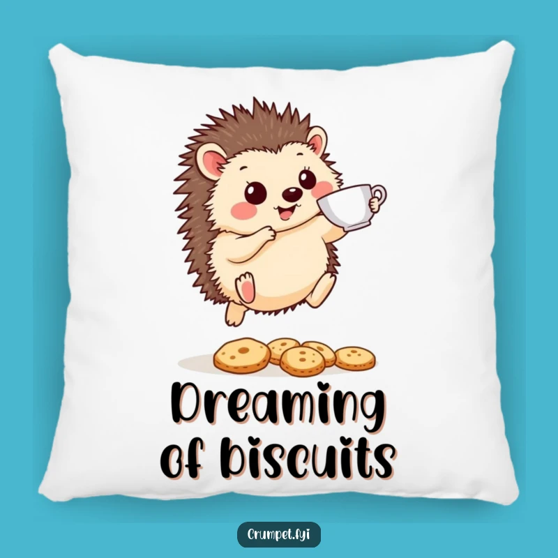 Funny Hedgehog Pillow: Cozy Tea & Biscuit Accent Cushion, Cute Gift