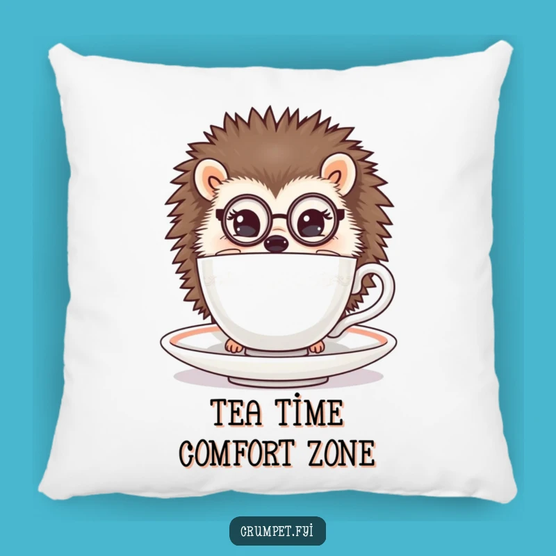 Funny Hedgehog Monocle Pillow: Cozy Dapper Tea Peek Gift