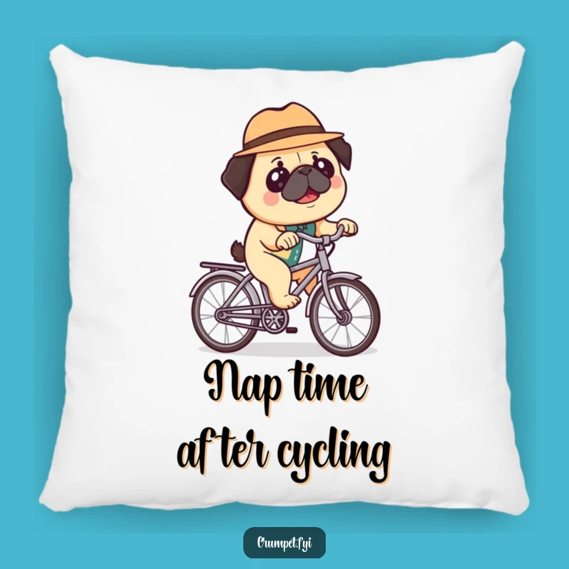 Funny Pug Bicycle Pillow - Cozy Comfort with Bowler Hat Humor!