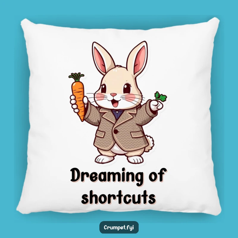 Funny Rabbit Pointing Carrot Pillow: Tweed Enthusiasm Accent Pillow Gift