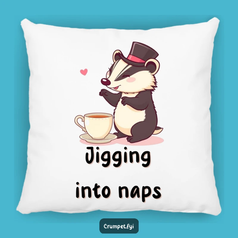 Funny Badger Pillow: Tea Time Jig Comfort, Soft & Funny Gift Idea!