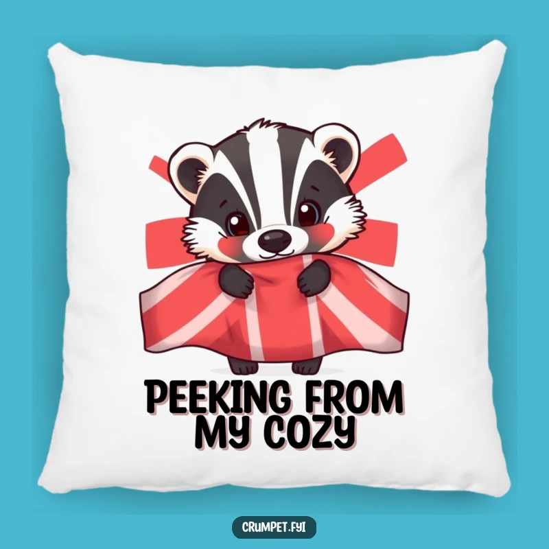 Funny Badger Pillow - Cozy Peeking Character, Decorative Humorous Accent, Cute Gift