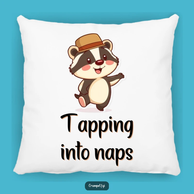 Funny Badger Pillow: Cozy Bowler Hat Accent Cushion, Cute Gift