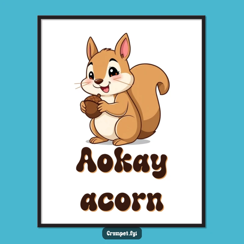 Funny Squirrel Thumbs Up Digital Art, Cheerful Acorn Print for Walls