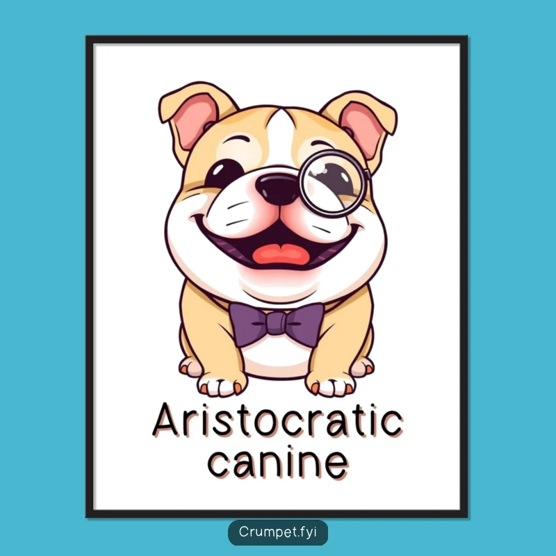 Funny Bulldog Monocle Digital Art: Bring Dapper Sophistication and Humor to Your Walls