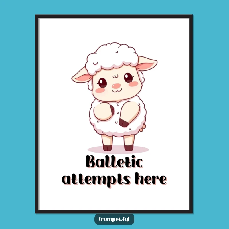 Funny Fluffy Sheep Curtsy Digital Art: Polite Sheep Wall Decor Gift