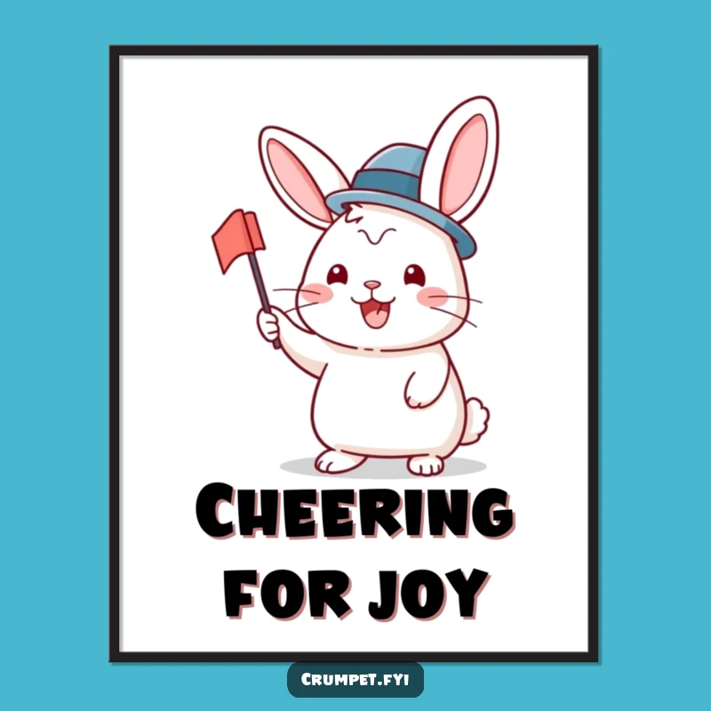 Funny Rabbit Digital Art: Printable Bowler Hat Flag Art - Instant Cheerful Funny Gift!