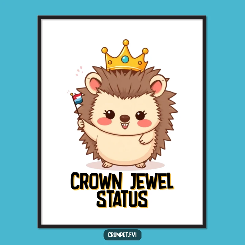 Funny Hedgehog King Digital Art, Instant Royalty for Your Walls