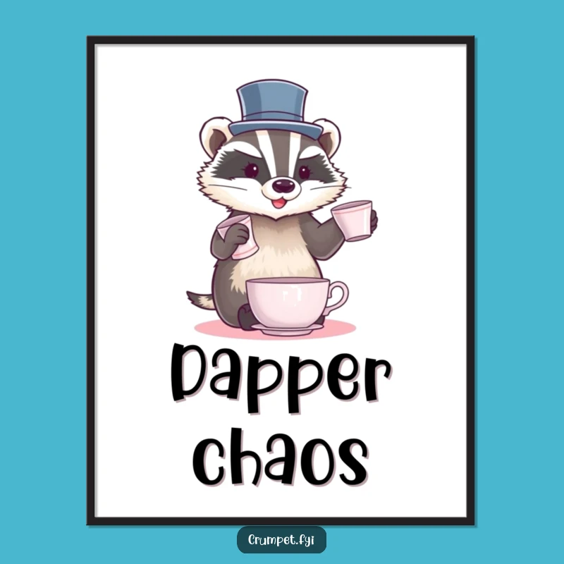 Funny Badger Juggling Digital Print: Dapper Badger Art, Instant Funny Gift