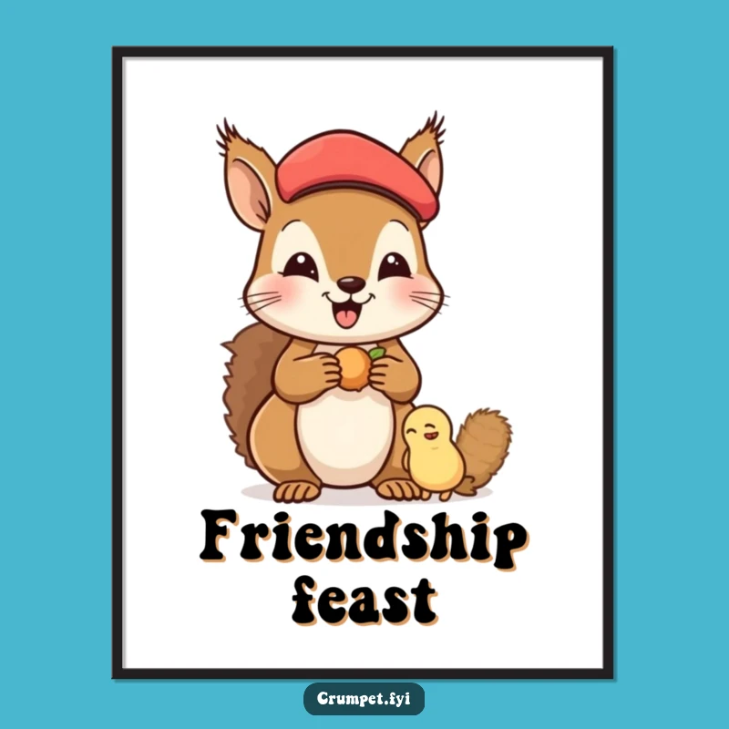 Funny Squirrel Digital Art: Printable Beret Buddy Art - Instant Heartwarming Funny Gift!