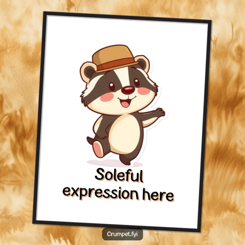 Funny Badger Digital Art: A smiling badger in a bowler hat taps its foot energetically, offering instant downloadable dapper humor.