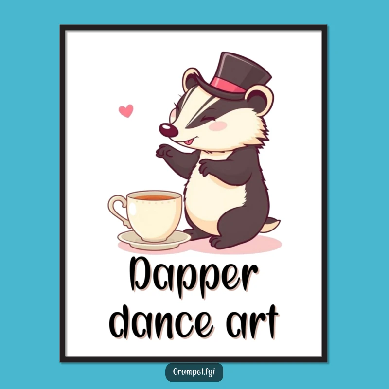 Funny Badger Digital Art: Tea Time Jig, Instant Funny Gift Download!