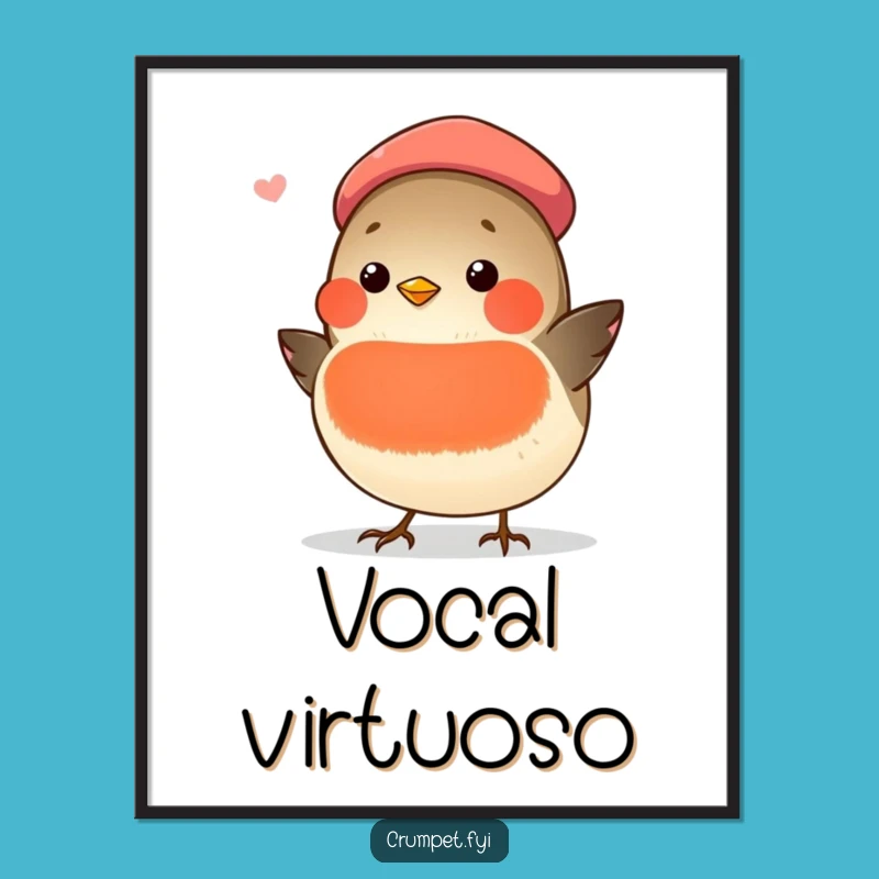 Funny Chubby Robin Beret Singer Digital Art: Instant Humor for Your Walls