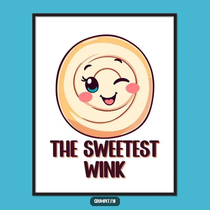 Funny Cinnamon Roll Wink Digital Print: Instant Sweet Wall Art with Playful Charm