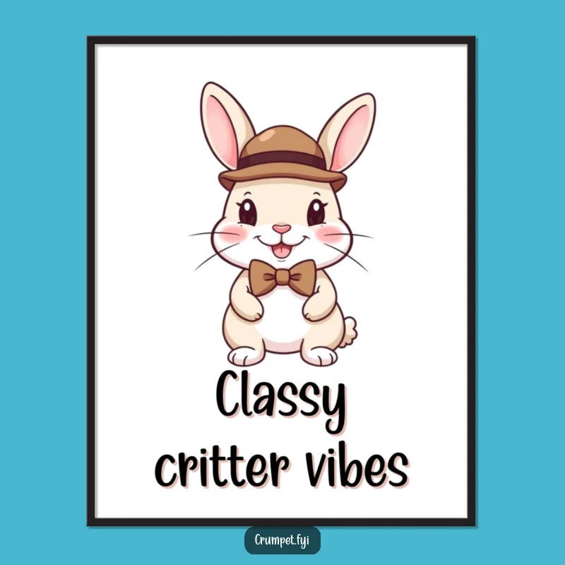 Funny Dapper Rabbit Print: Gentlemanly Art Brings Stylish Humor to Your Digital Decor