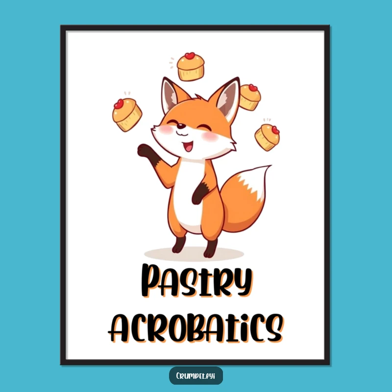 Funny Fox Scone Juggling Digital Art, Instant Whimsy for Your Walls