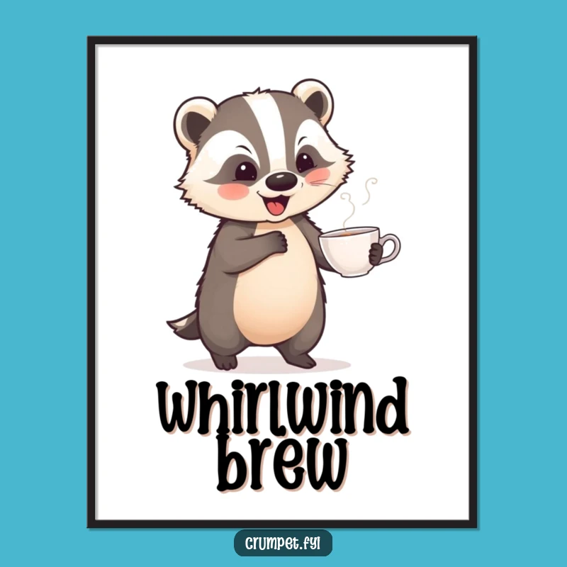 Funny Playful Badger Dance Digital Art: Instant Whimsical Humor for Your Walls, Perfect Gift