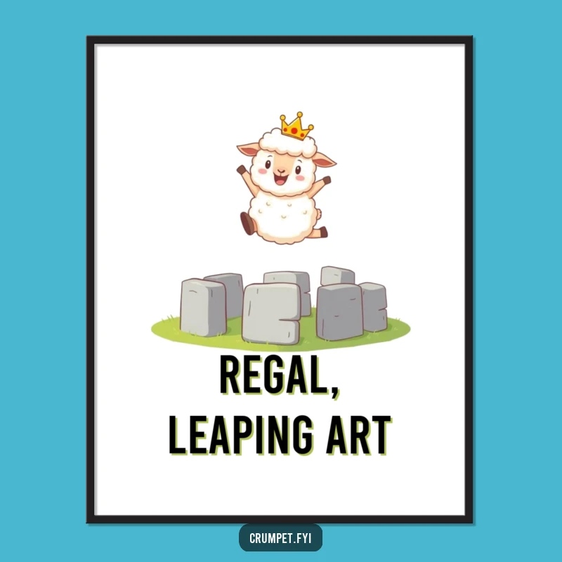 Funny Sheep Digital Art: Royal Leap Over Stonehenge, Instant Funny Gift Download!
