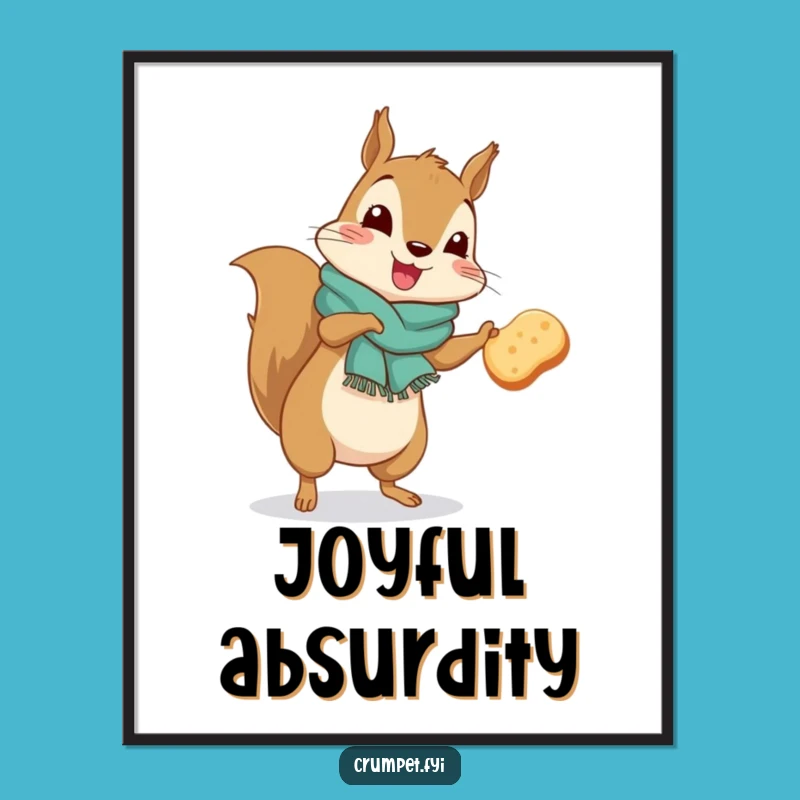 Funny Squirrel Jigging Digital Art: Woodland Whimsy Decor, Instant Funny Gift