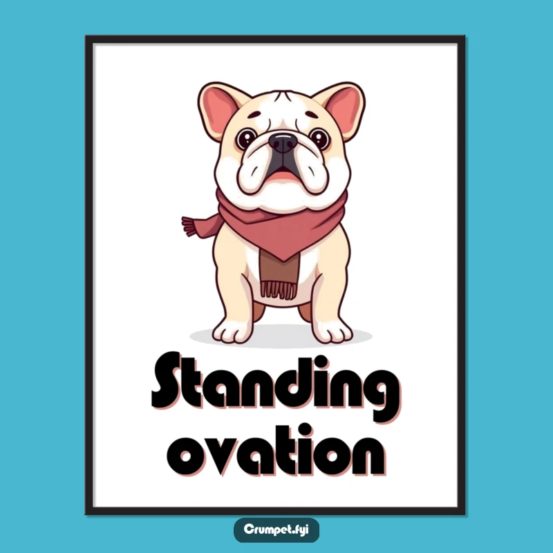 Funny Proud Bulldog Scarf Wearer Digital Art: Instant Dignity for Your Walls