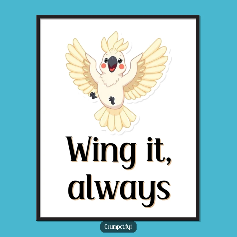 Funny Cockatoo Digital Print: Joyful Art for Walls, Perfect Humorous Gift