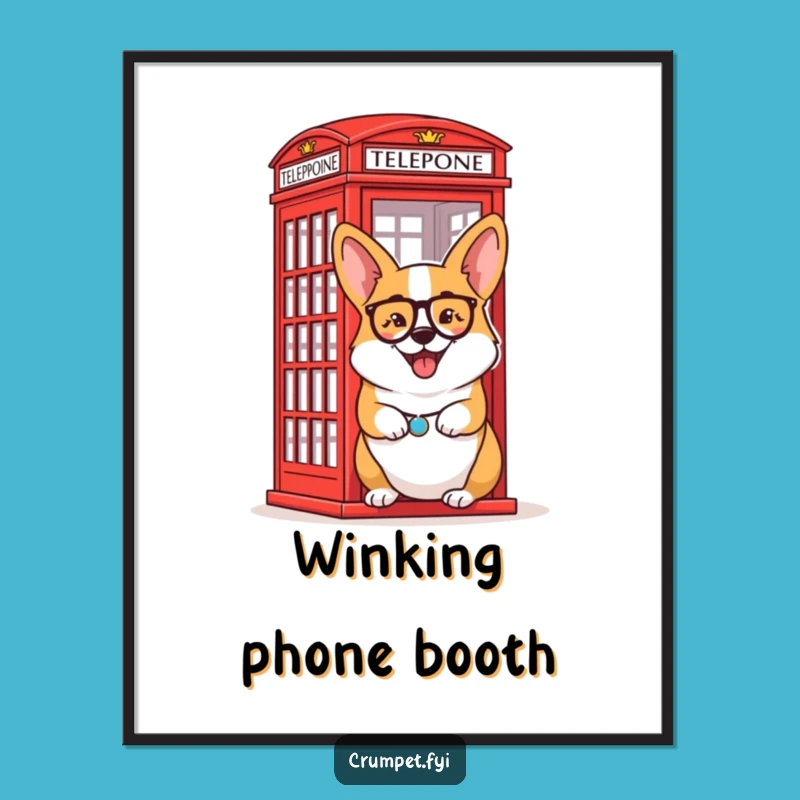 Funny Corgi Digital Art: Monocle Wink London, Instant Funny Gift Download!