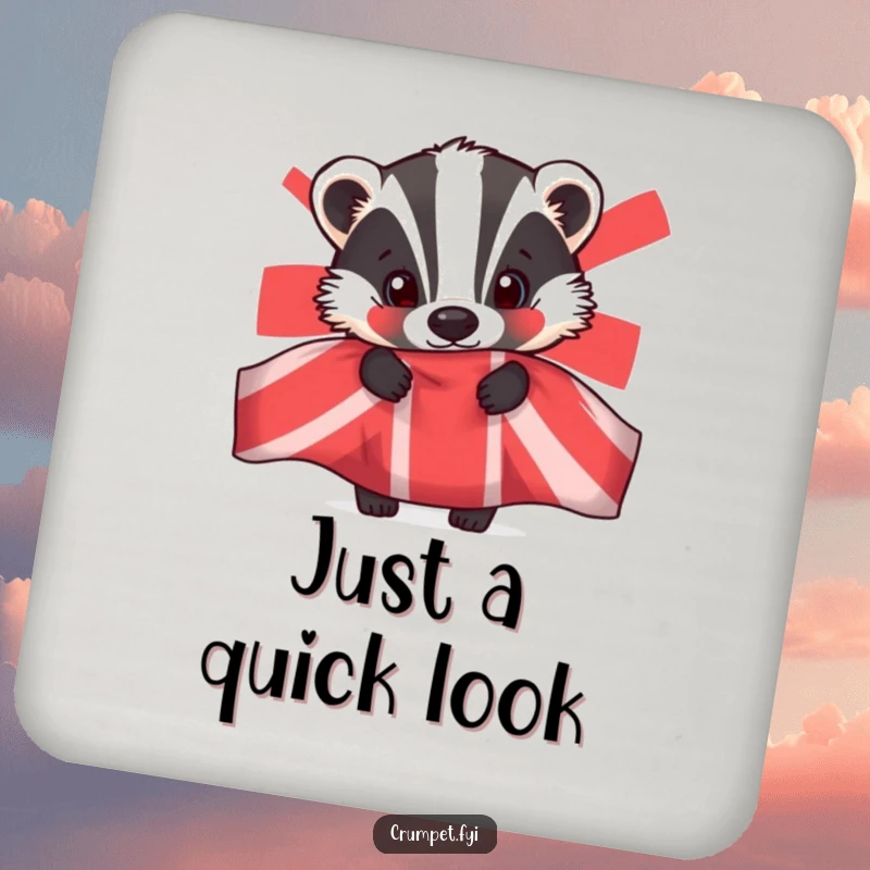 Funny badger coasters, teapot peeker design, humorous table protection, unique drink coasters, gift for party hosts.