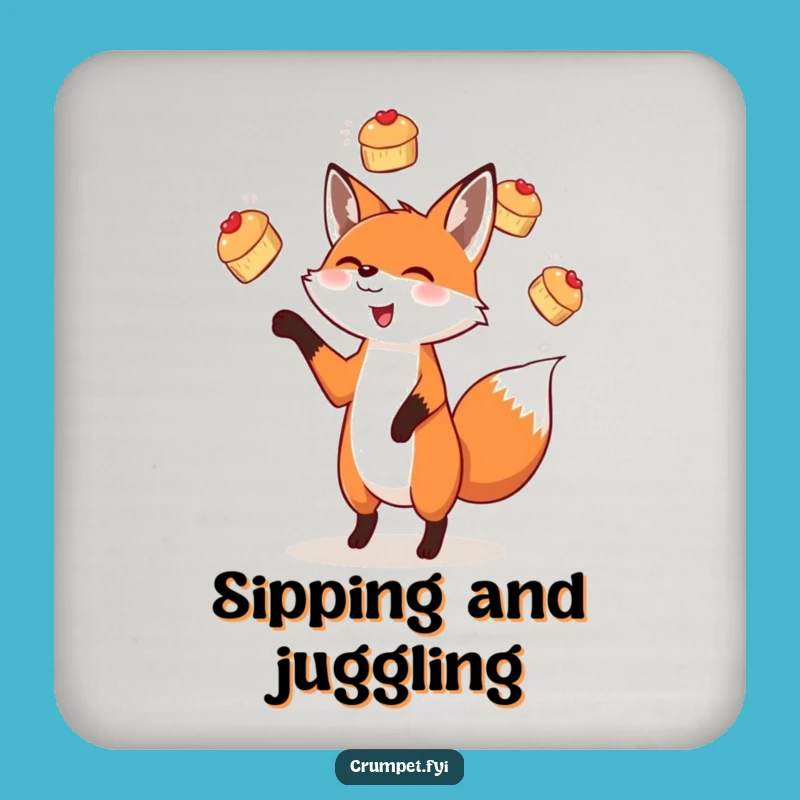 Funny Fox Scone Juggling Coaster Set, Protect Surfaces with Playful Art