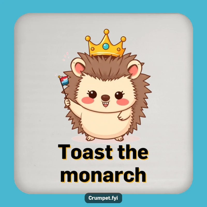 Funny Hedgehog King Drink Coaster, Protect Surfaces with Regal Charm
