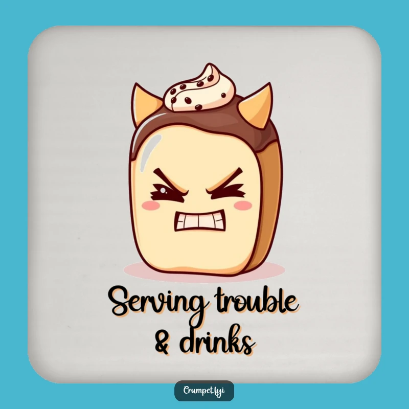 Funny Pain Au Chocolat Coaster: Protect Surfaces with Devilish Charm